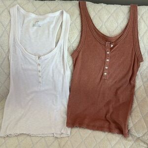 Lot of 2 Aerie Henley tank tops EUC